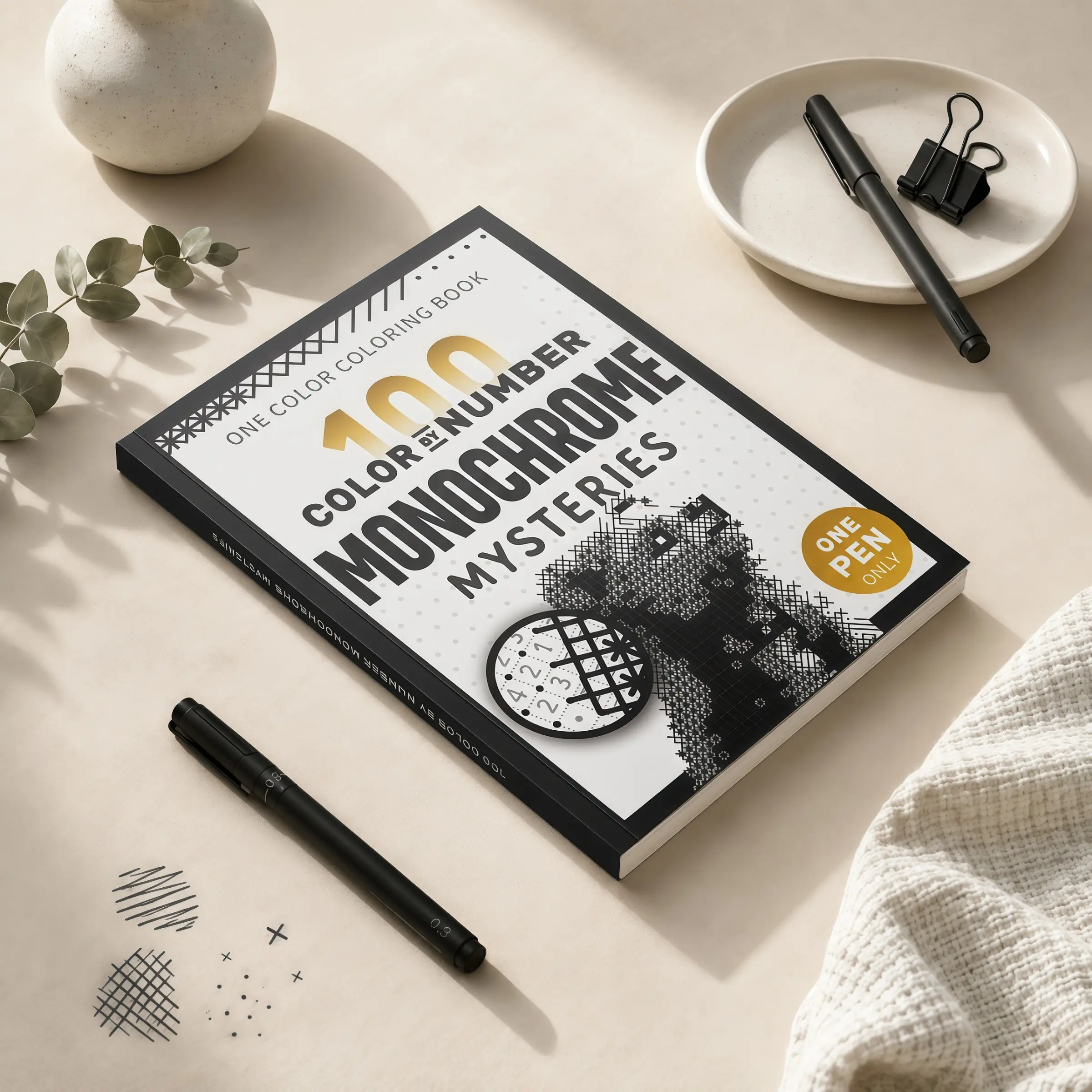 A4 Single Color Sketch Number Puzzle Coloring Book, 208 Pages, Stress Relief Art Painting Book, Relaxation Activity Book