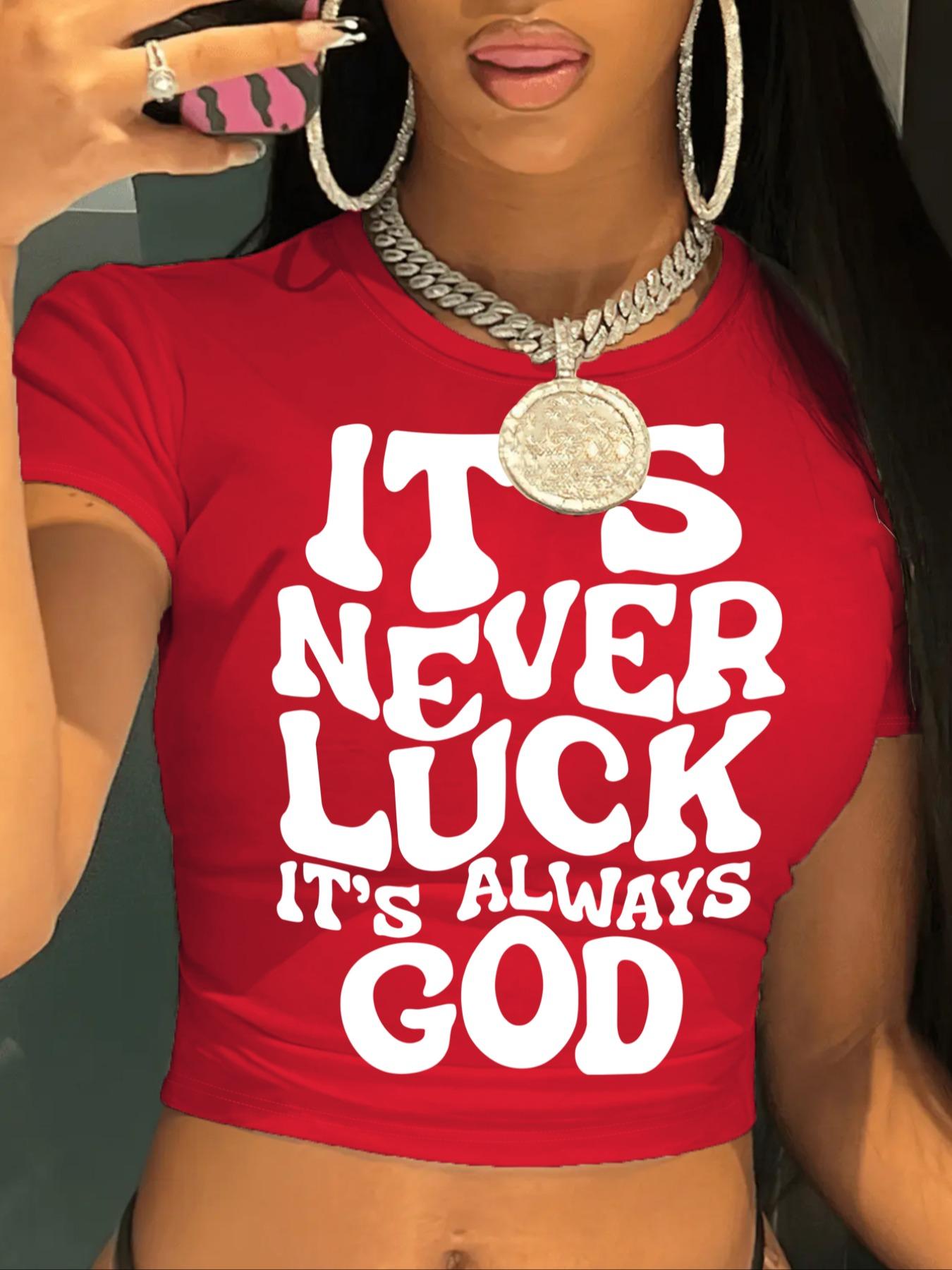 Women's Slogan Print Round Neck Crop Tee, Fashion Casual Crew Neck Skinny T-Shirt for Daily Holiday Vacation Outdoor Wear, Ladies Clothes for All Seasons