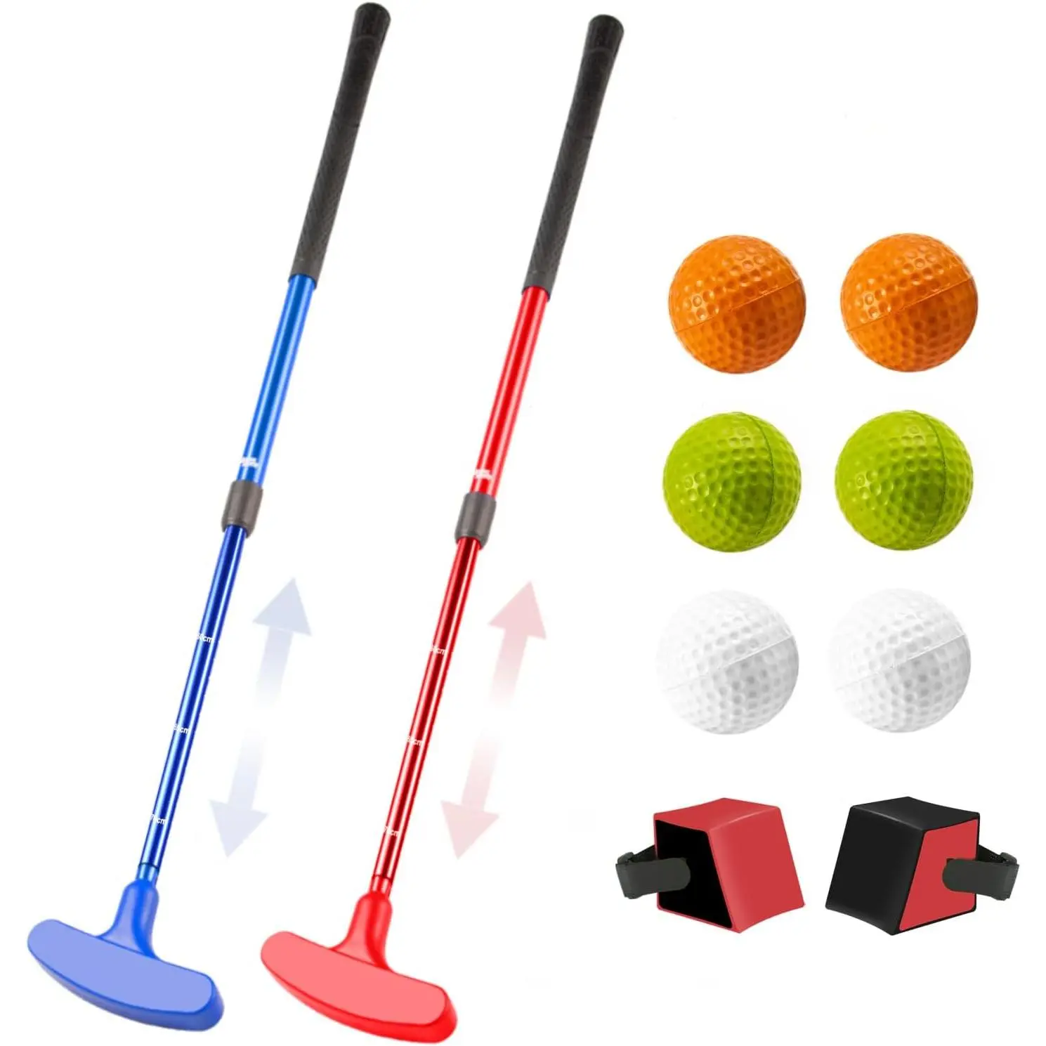 Mini Golf Clubs, 2 Pack Mini Golf Putter and  Balls for Men and Women with 2 Golf  Aid and 6  Golf Balls, Adjustable Length Golf Putter Set Suitable for Teenagers and Adults