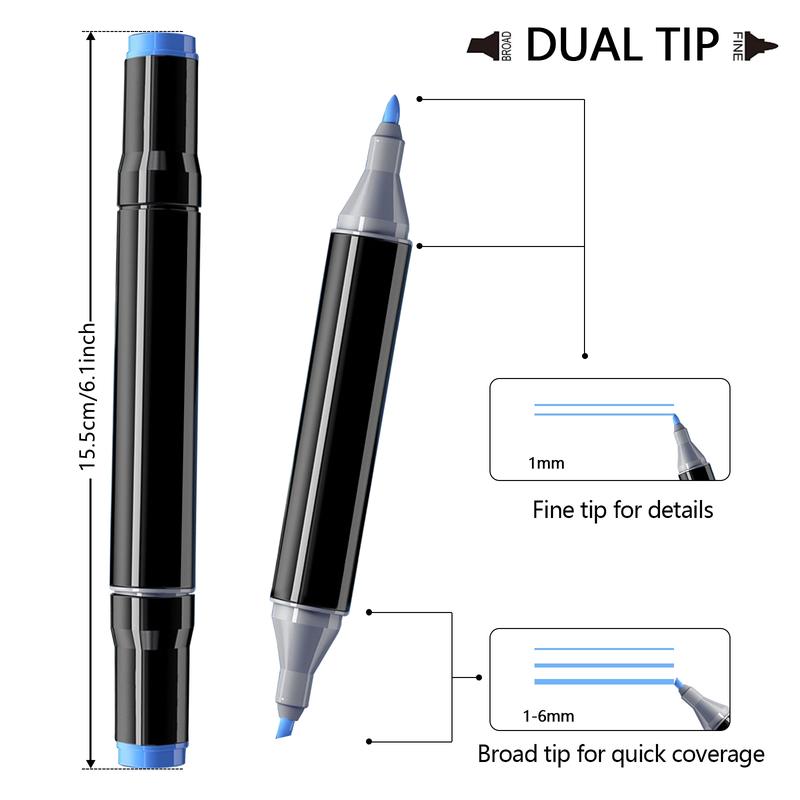 Dual Tip Art Marker Set, Marker Pen Set, 1 Set Art Marker Set for Drawing Coloring, Art Supplies for Books Sketching Card Making(12/24/36/48/60/80/168 Colors), Art Markers Set