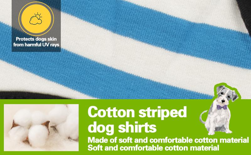 WAGGING WHISKERS Paws & Co.6-Piece Striped Shirt Set: Sleeveless Cotton Puppy Dog Shirts, Breathable Pet Apparel Tank Tops, Colorful Sweatshirts for Small & Medium Dogs
