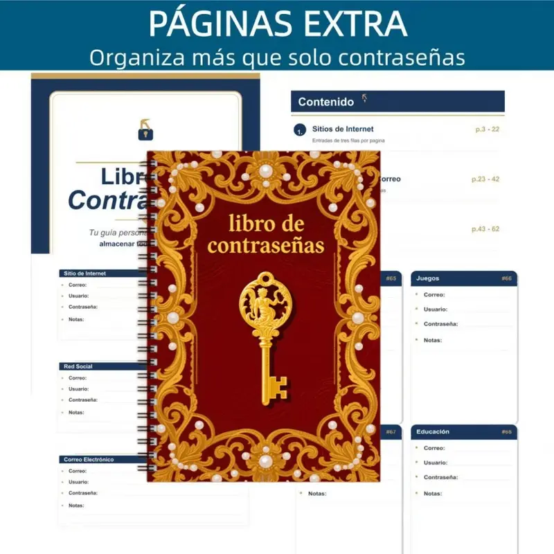 1pc Aesthetic Spanish Code Spiral Notebook, a password book for logging detailed internet website addresses, daily plans, passwords you need to remember, personal organizer, office planner, suitable for seniors to remember passwords