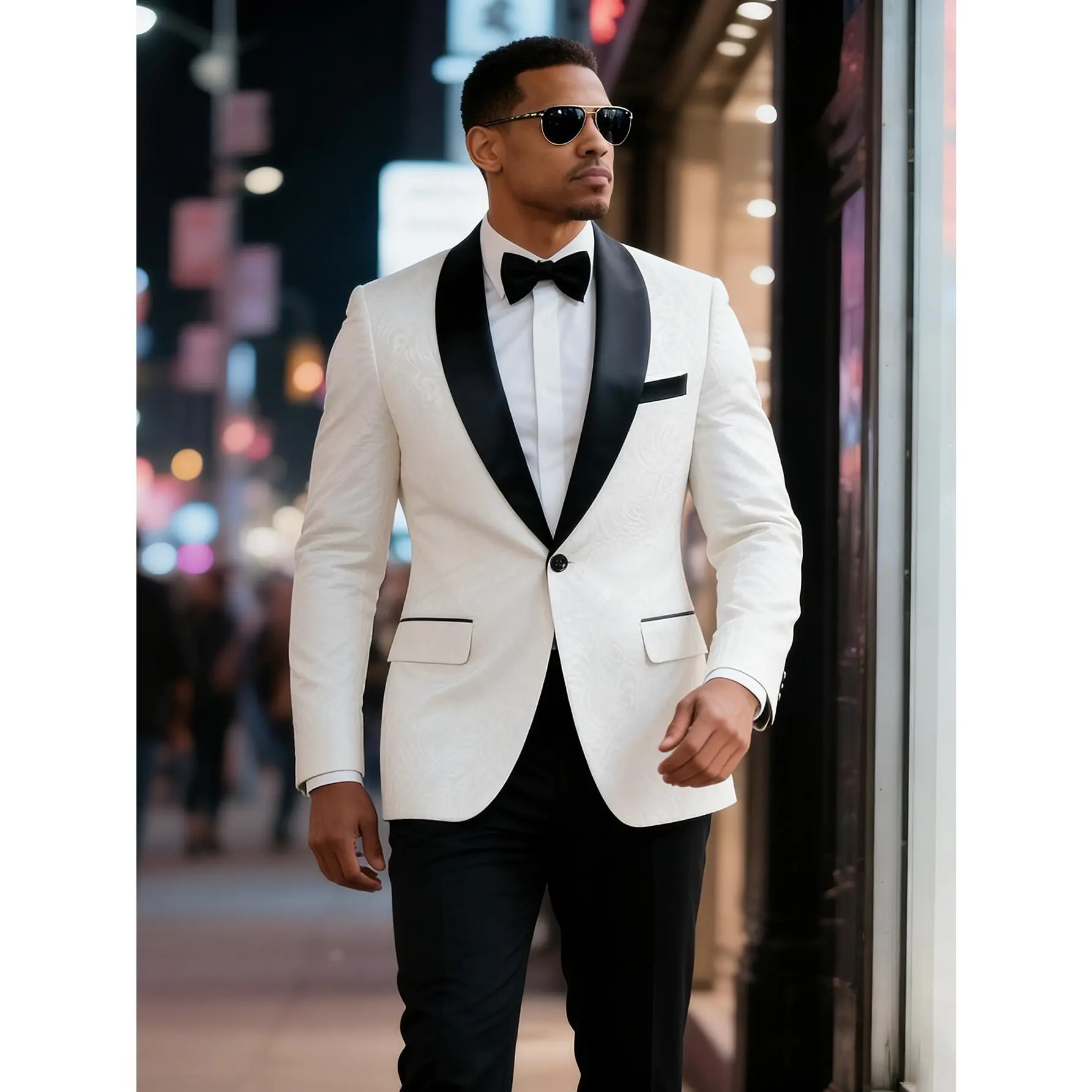 Men’s Suit Floral Jacquard Dinner Jacket, Shawl Collar Tuxedo Blazer One Button Formal Sport Coat for Wedding Prom Party Banquet