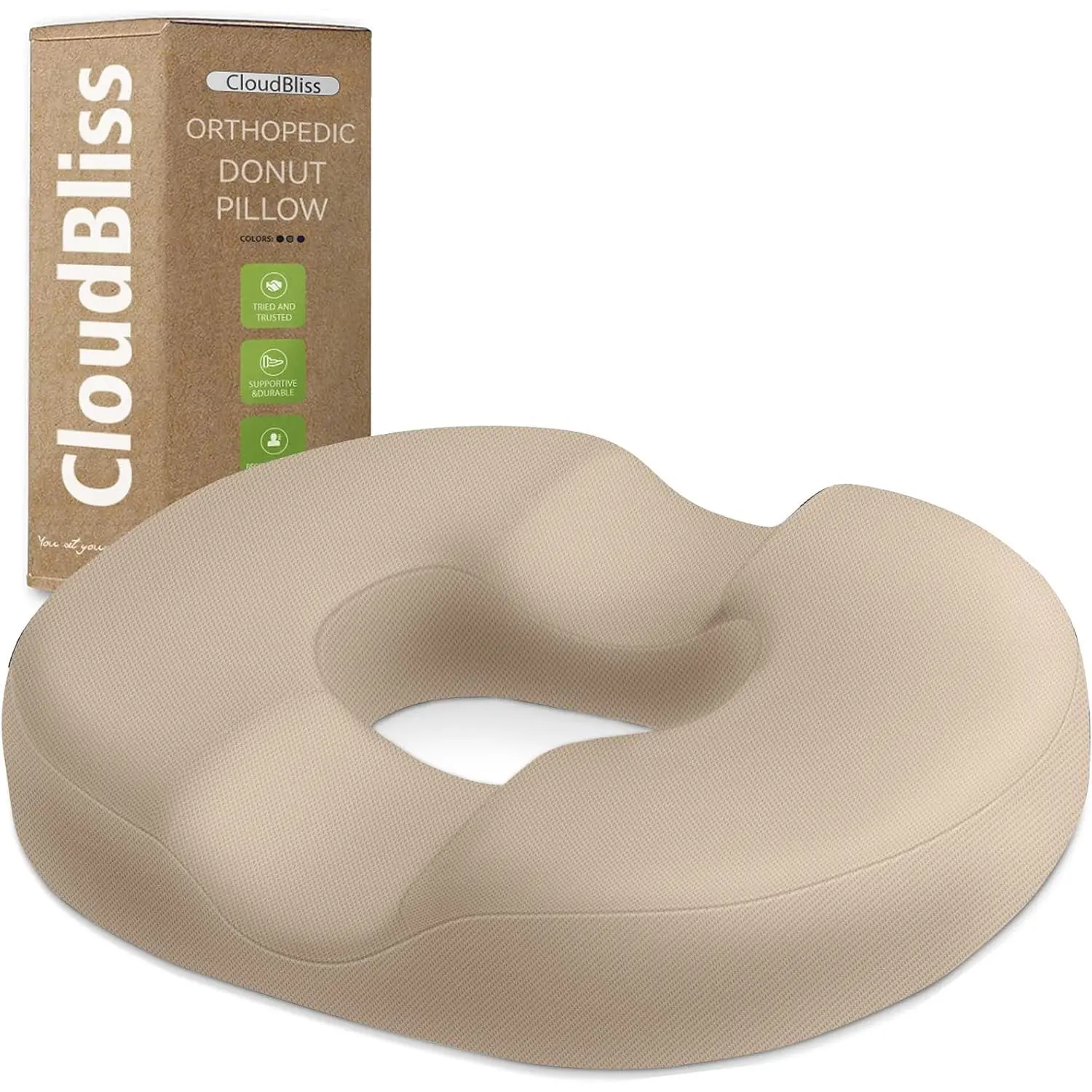Donut Pillow Stadium Seat Cushion for Tailbone Pain Relief and Hemorrhoids, Seat Chair Cushion, Seat for Bleachers, Car, Home & Office