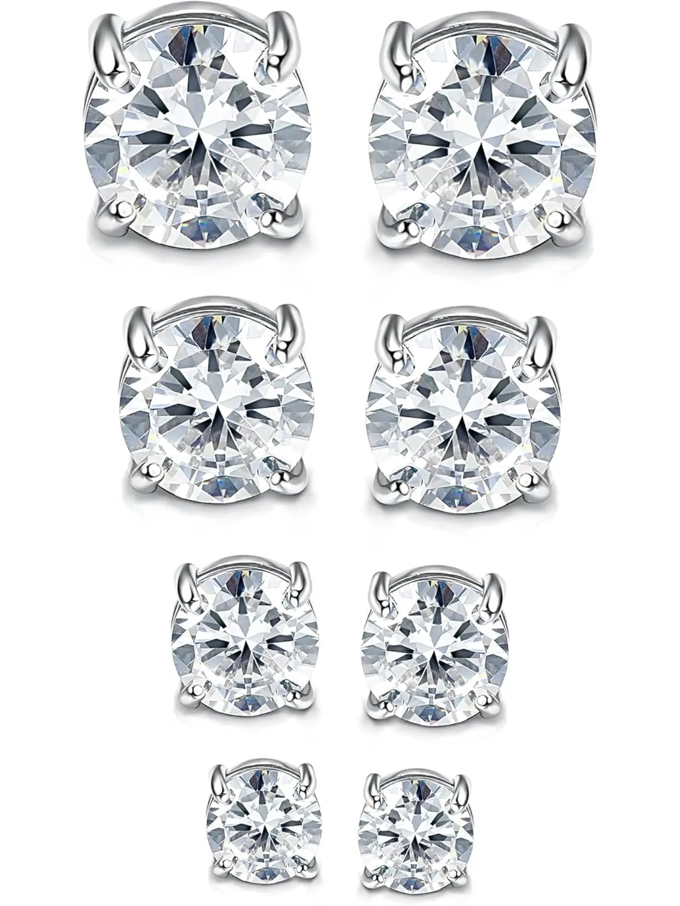4-7MM Magnetic Earrings for Men Women Shiny Round Cubic Zirconia Stud Earrings for Non-Pierced Ears Hypoallergenic Stainless Steel Fake Earrings Sparkling Ear Jewelry Not Easy to Fall off acupressure patch