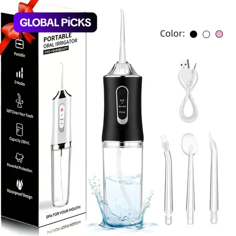 Electric Water Flosser Oral Irrigator, Portable Dental Care Device, Effective Plaque Removal, Easy to Use, Ideal for Home & Travel, Water Flosser Cordless, Cordless Water Flossers