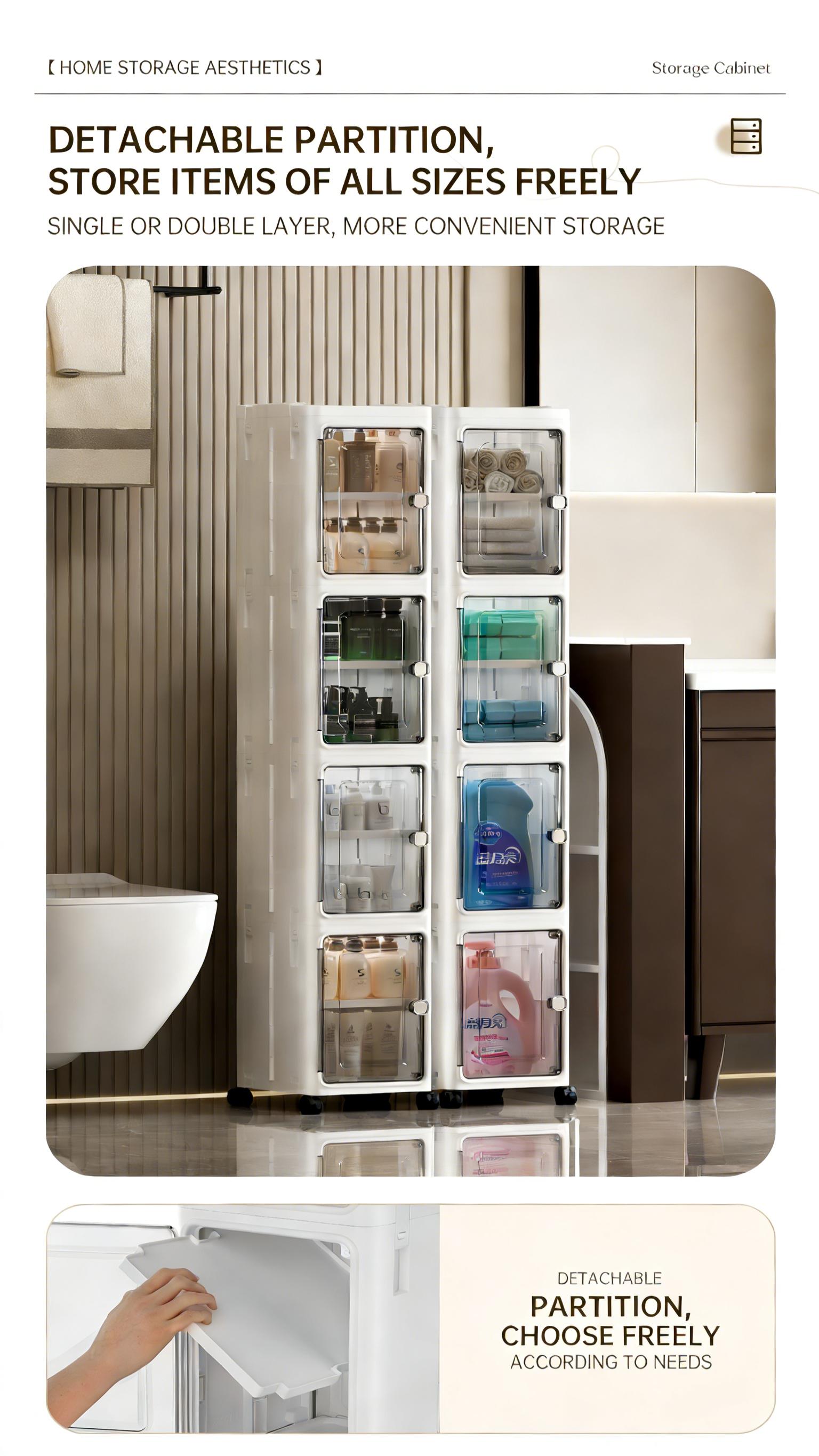 Stackable 5-Tier Plastic Storage Boxes with Wheels & Lids, Folding Design for Home Office Dorm Organization (White)