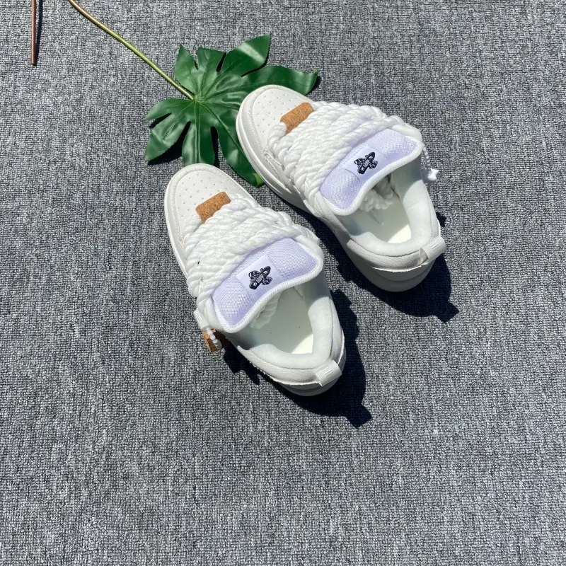 Unisex Bright White Round Toe Canvas Low-Top Chunky Bread Sneakers - Ventilated Inner Mesh, Extra Wide Large Sizes, Daily Urban Kicks for Back To School, Skate Practice (Women's Flats Option Available)