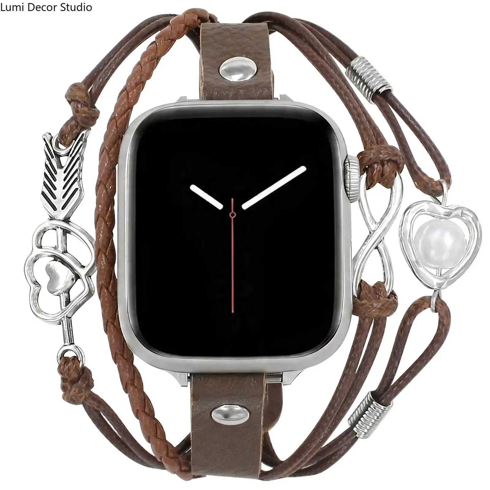 Cupid Arrow Heart Shaped Leather Watch Band Compatible with Apple Watch, Fashion Bracelet Strap Featuring Elegant Design for Daily and Party Wear