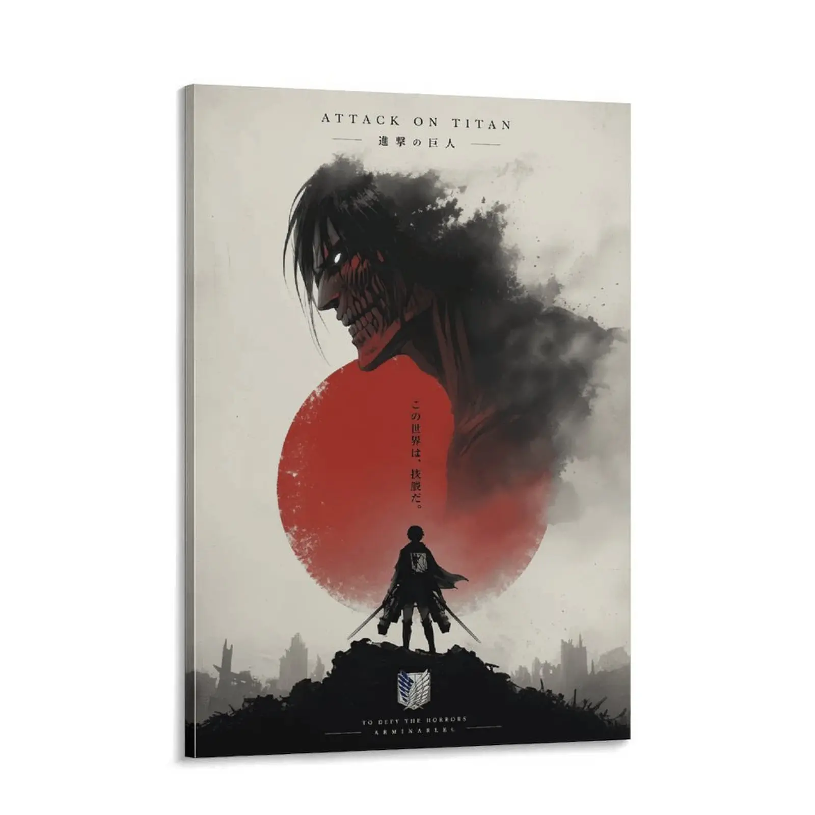Attack on Titan Levi Ackerman Artistic Graphic Canvas Wall Art - Dark Horror Red Sun Anime Poster Print, 20x30 in, 24x36 in, Vivid Colors Home Decor for Bedrooms, Bars