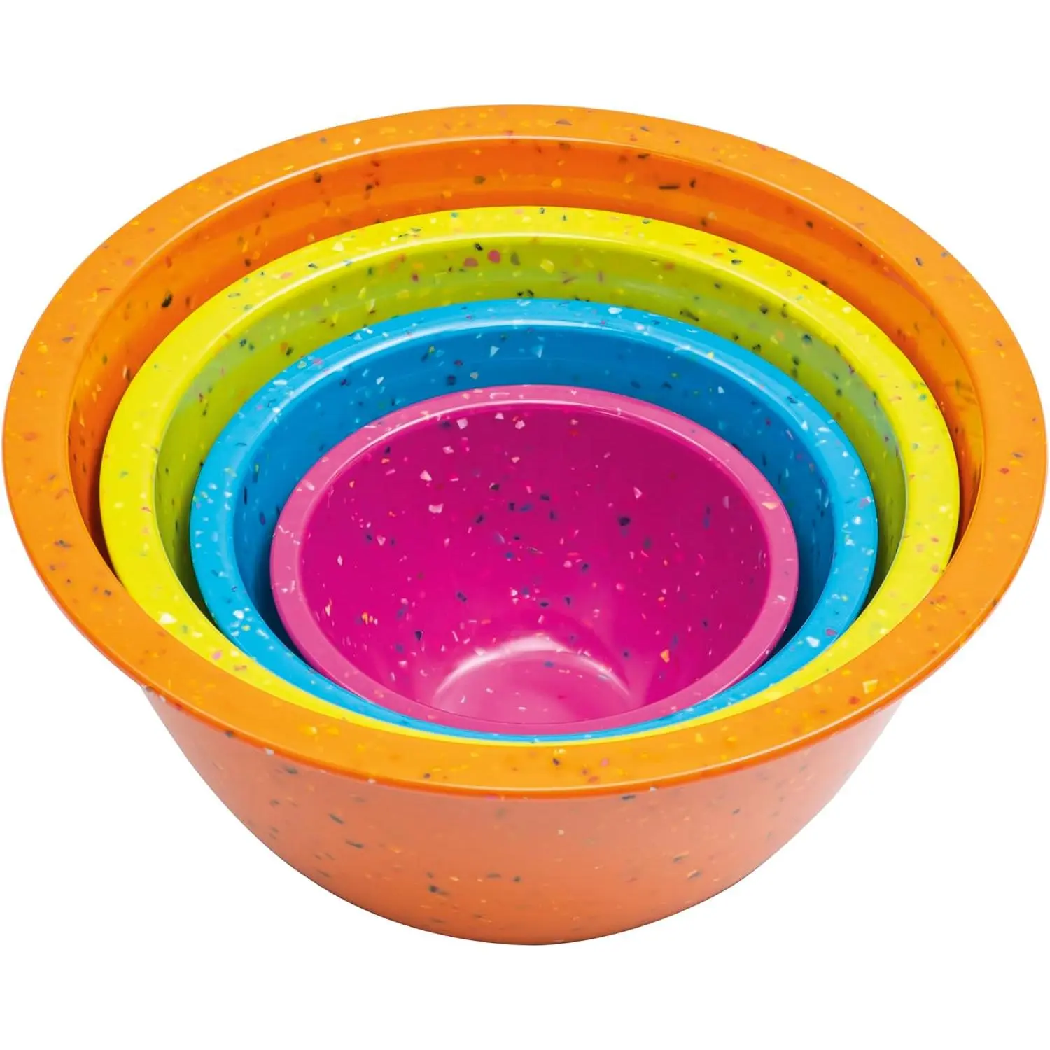 Confetti Melamine 4 count Nesting Mixing Bowls Set, Colorful  | Colorful Kitchen Bowls (18oz, 1.25QT, 2.5QT, 4QT) - , Dishwasher Safe, Space-Saving