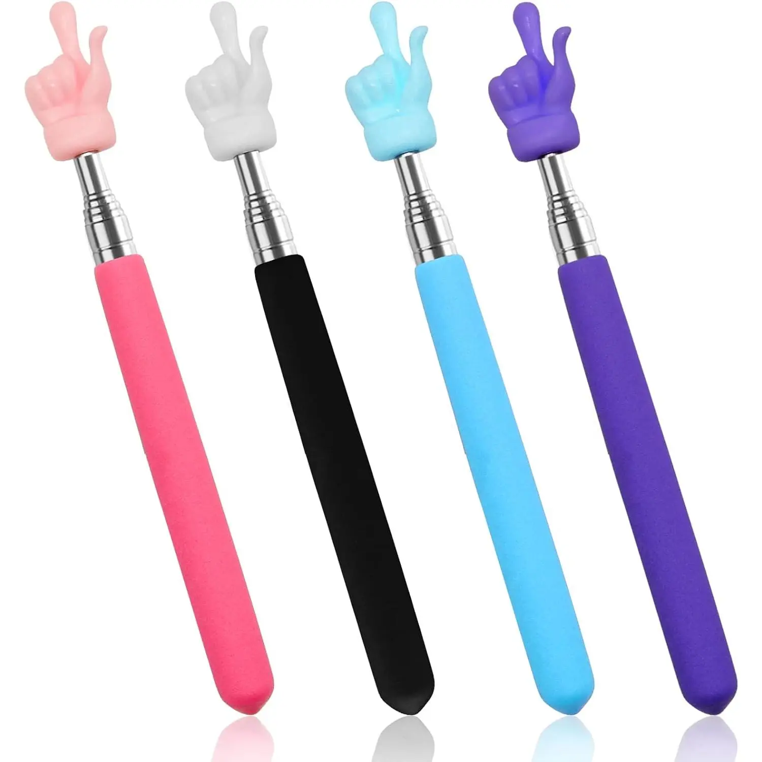 4 count Telescopic Teachers Pointer, Mini Extendable Hand Pointer Finger Pointer Stick, Retractable Classroom Pointer for Elementary School  Teacher Supplies (Black  Blue )