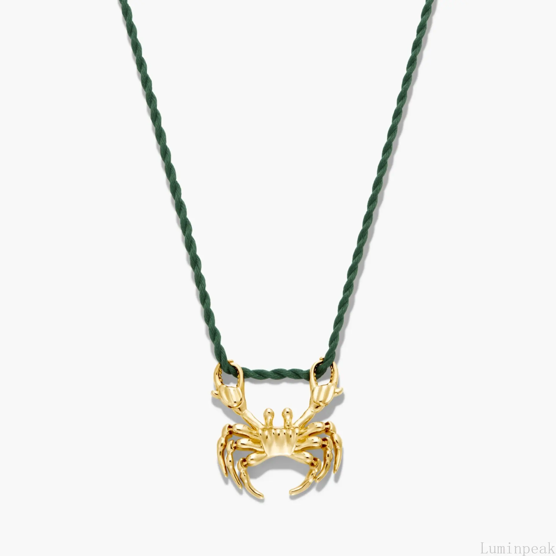 Ocean Style Crab Shaped Pendant Necklace, Two  With Green Cord Or Gold Chain, Fun Creative Versatile Fashion Accessories For Daily Matching