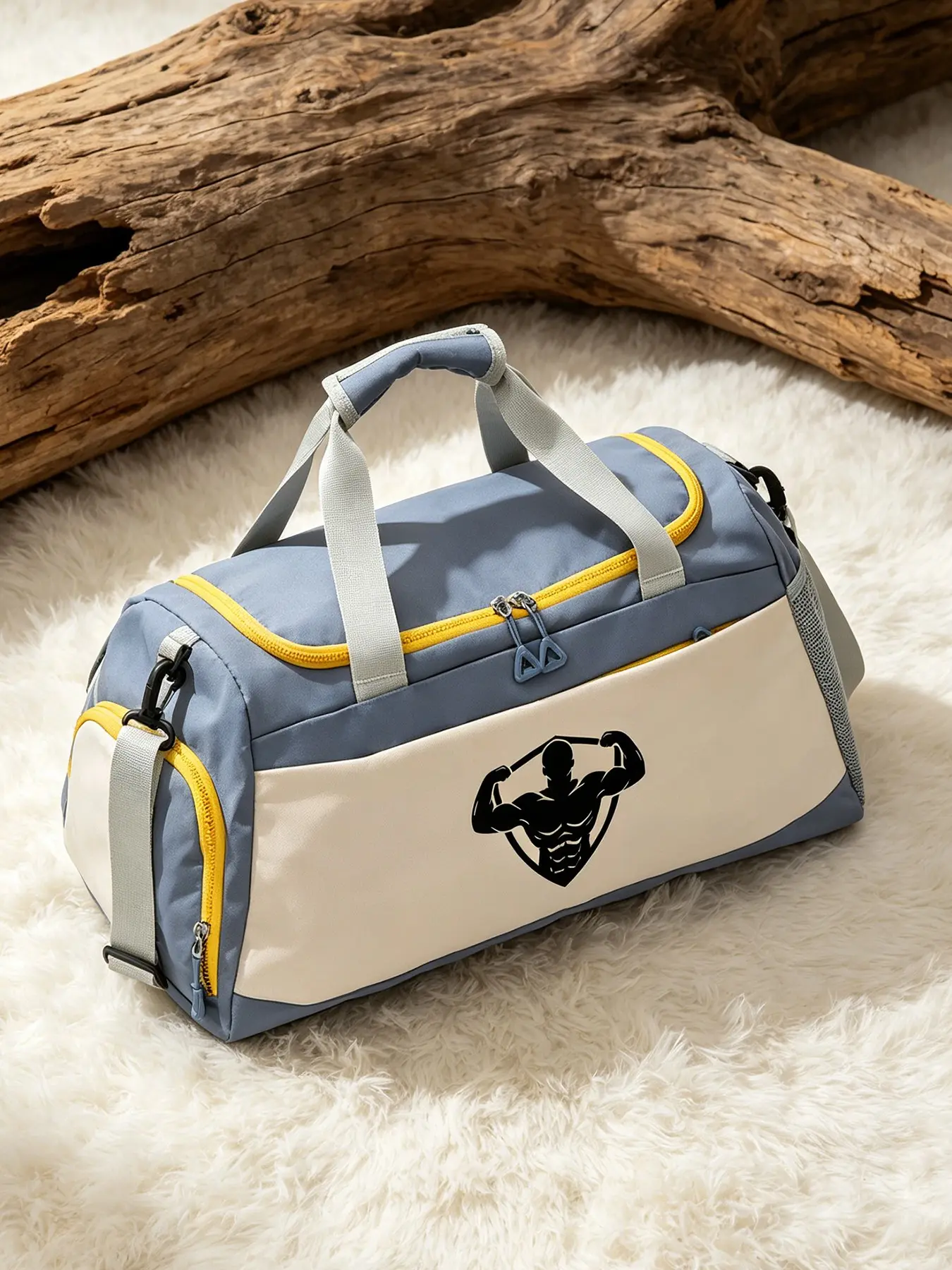 Fitness Pattern Sports Bag, Large Capacity Gym Bag, Lightweight Boston Bag, Unisex, Suitable for Travel and Outing, Workout Bag