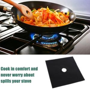 4PCS Kitchen Stove Mat Home Essentials Stove Range Protector Cover Gas Stove Protectors Stove Cover Stove Burner Liner Covers Kitchen Supply Stovetop Burner Cover Glass Fiber Black