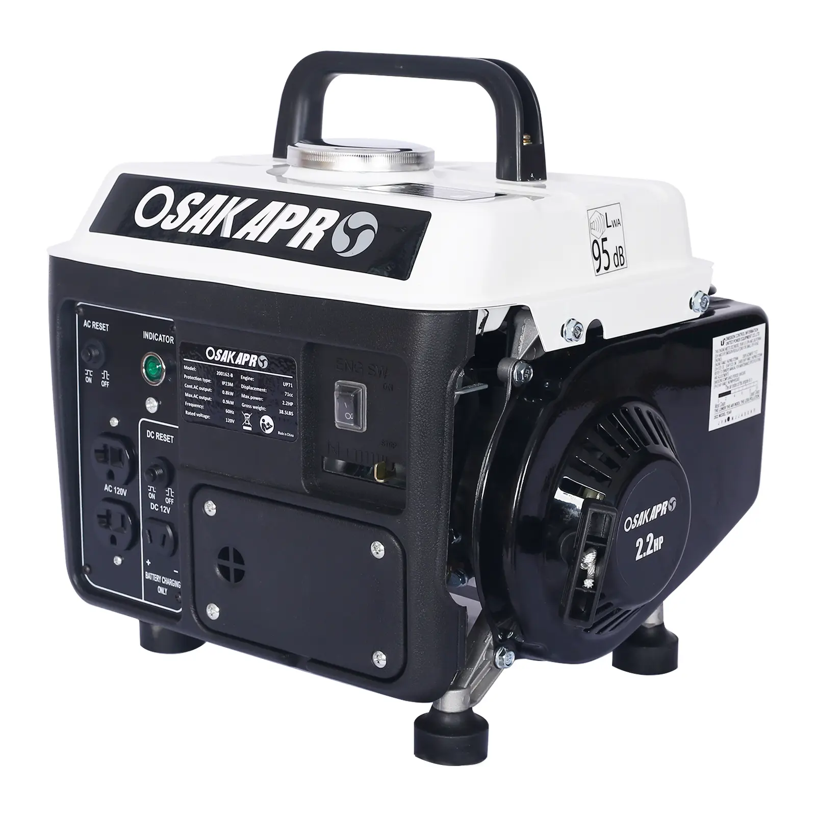 Nokaa Portable Gas Generator 71cc 2-Stroke Low Noise Outdoor Generator for Camping, Tailgating, Home Backup, EPA Compliant, White Steel
