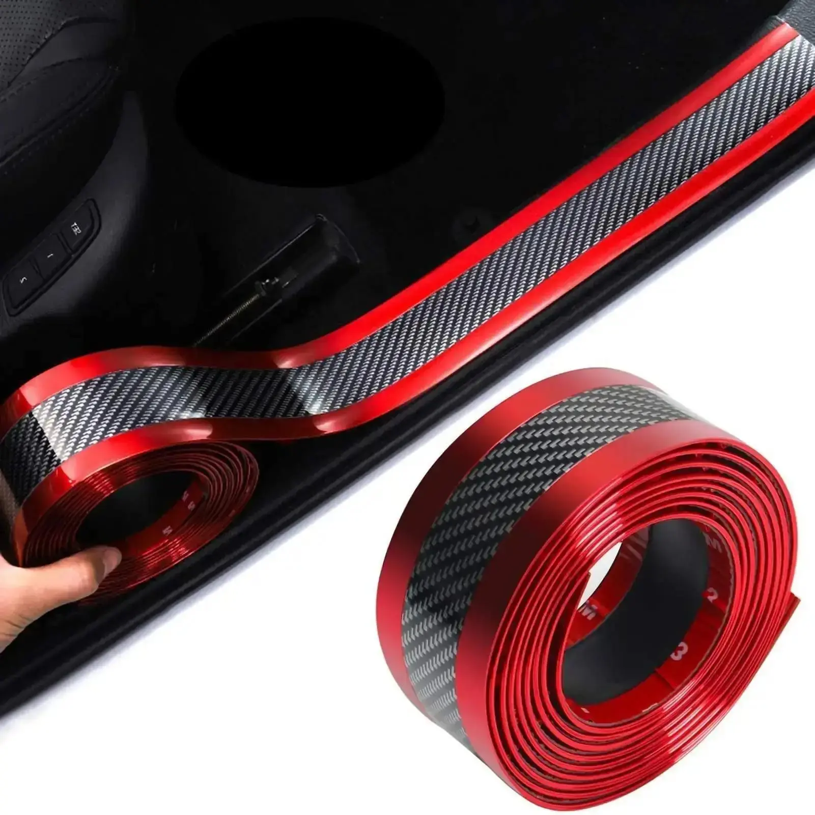 Car sticker carbon fiber rubber DIY threshold protection strip, car threshold impact protection plate, threshold pole, carbon fiber flexible, threshold wear-resistant pedal, car bumper, spoiler protection coating covering sticker, Car Decals