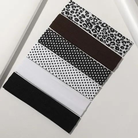 24pcs/6pcs Women's Leopard Print Sporty Hair Bands, Elastic Sweat-Wicking Headbands for Yoga Running Spa, Sports Headbands, Fashion Dot Hair Accessories