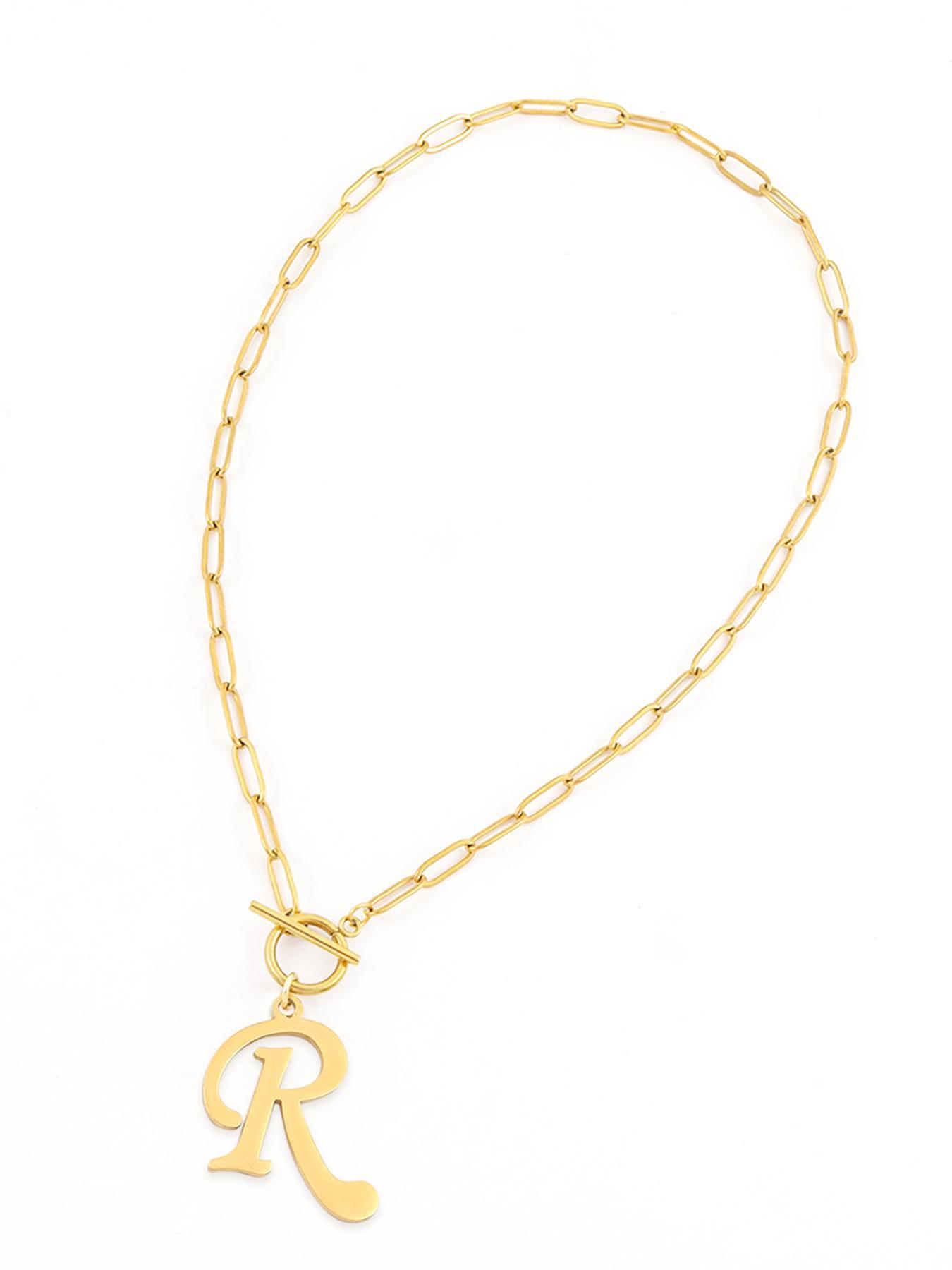 Letter Pendant Necklace, Necklace Initial for Women, Stainless Steel Ot Buckle Jewelry for Party, Daily Clothing Decor, Trendy All-match & Exquisite Jewelry for Birthday Gift