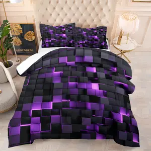 Neon Square Pattern Comforter Set, Soft And Comfortable Bedding Set, Including 1 Comforter And 1 Or 2 Pillowcases Without Pillow Core, Suitable For Bedroom, Dormitory, Guest Room Decoration Items For Teenagers And Adults