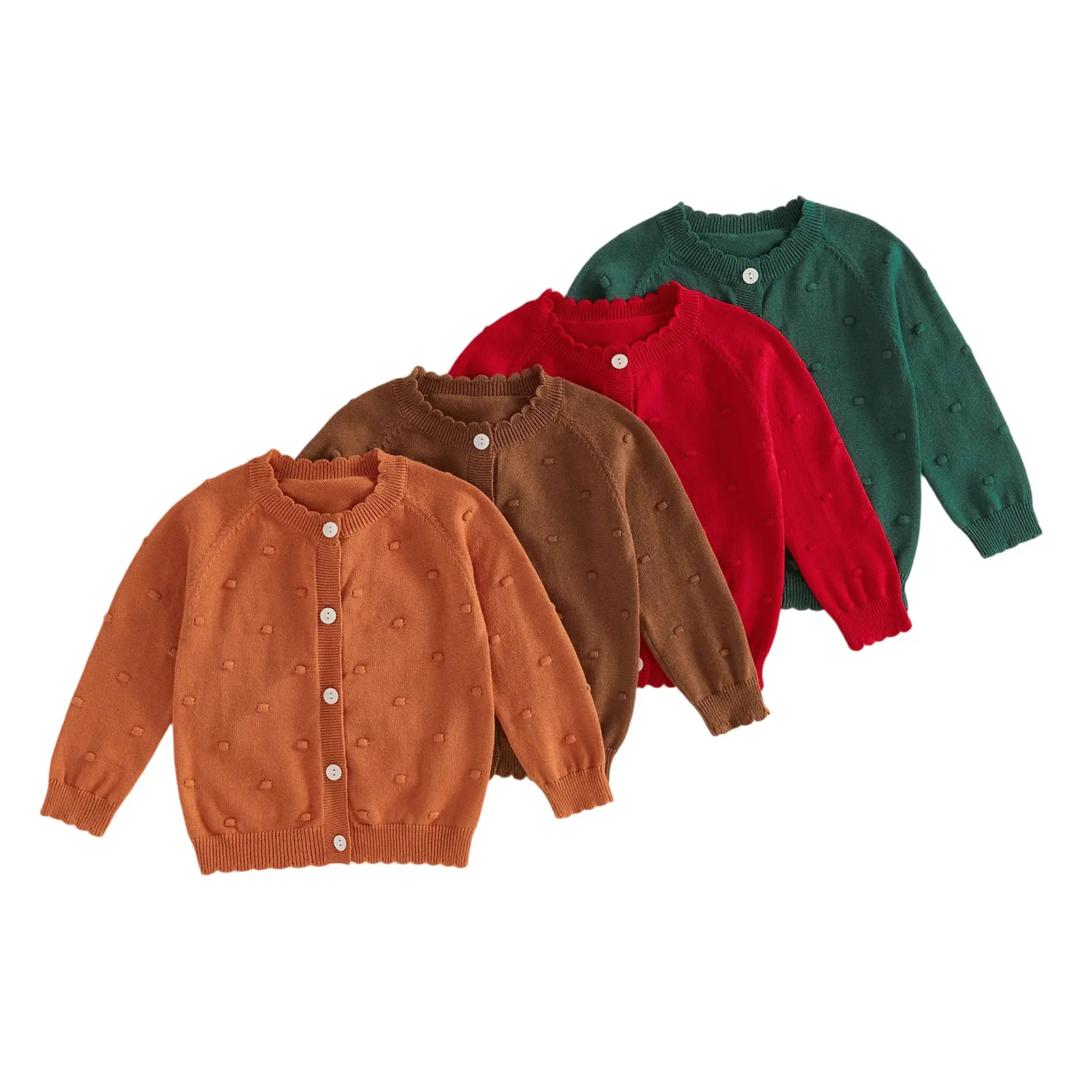 Toddler Baby Little Boy Girl Cardigan Sweater Solid Color Ribbed Trim Button Down Long Sleeve Knitted Tops 0-6 Years