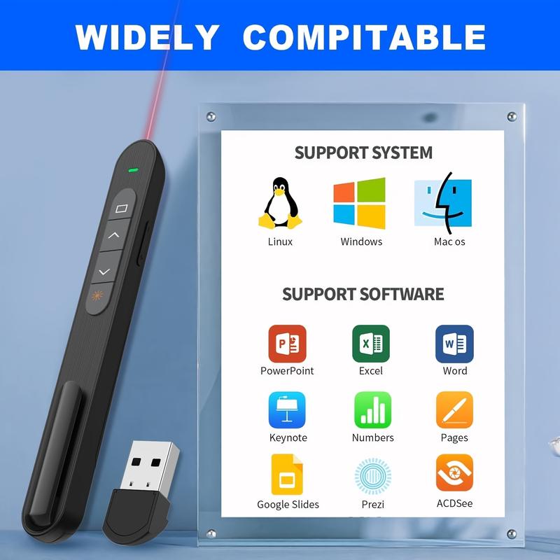 1-Count Wireless Laser Pointer with Hyperlink Click and Volume Control, Compatible with Mac/PC/Laptops, Portable Meeting Remote for Presentations and Teachers, Compact and Reliable Business Tool