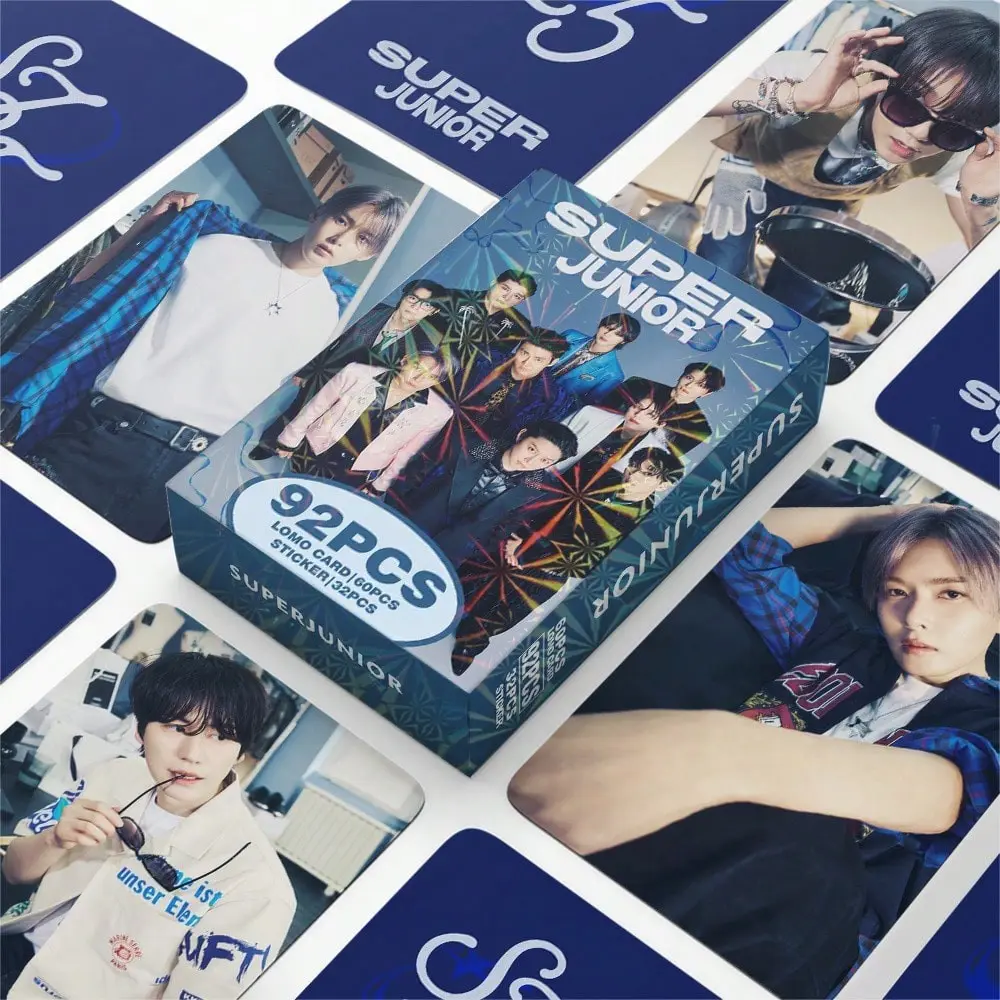 92 Pieces Super Junior Star Postcards, Collectible Photo Cards, Lomo Stickers, Wholesale, Perfect for Fans and Collectors