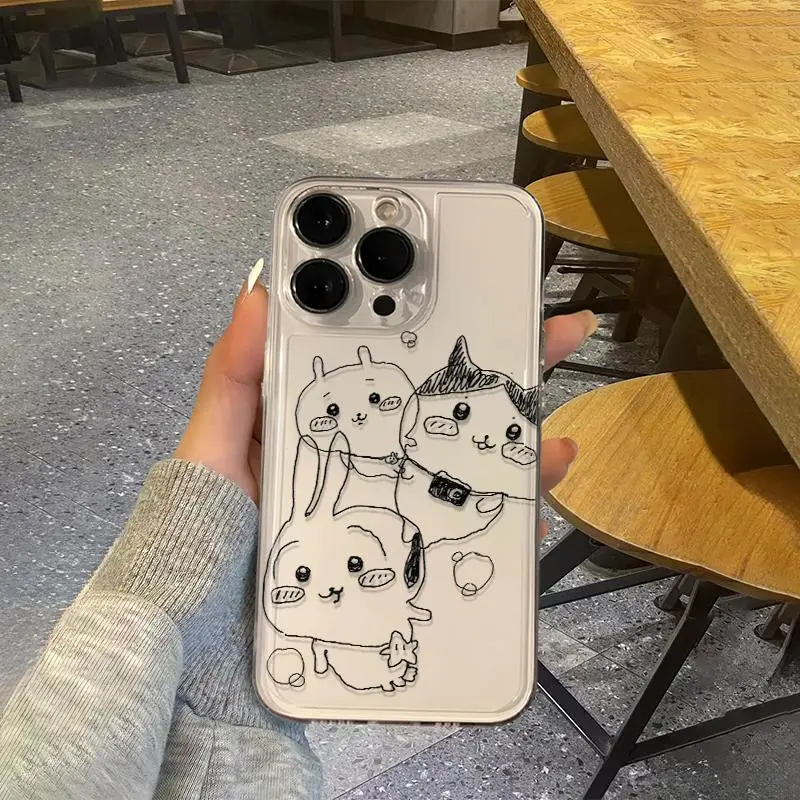 Chiikawa Cute Elegant Original Soft Material Pencil Graffiti Phone Case, Halloween Fan Accessory, Easy-Install Easy-Remove Protection, Multi-Model Fit for iPhone 11-17 Pro Max Plus Air & Samsung Galaxy S21-S25 Ultra Plus Mobile Accessories