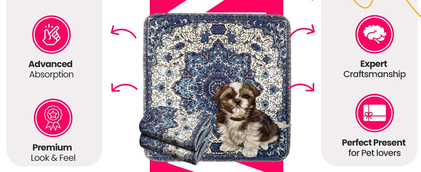 Washable Pee Pads for Dogs and Cats - Super Absorbent Reusable Puppy Training Pads - 100% Waterproof, Leak-Proof & Non-Slip Whelping Pads for Pet Housebreaking