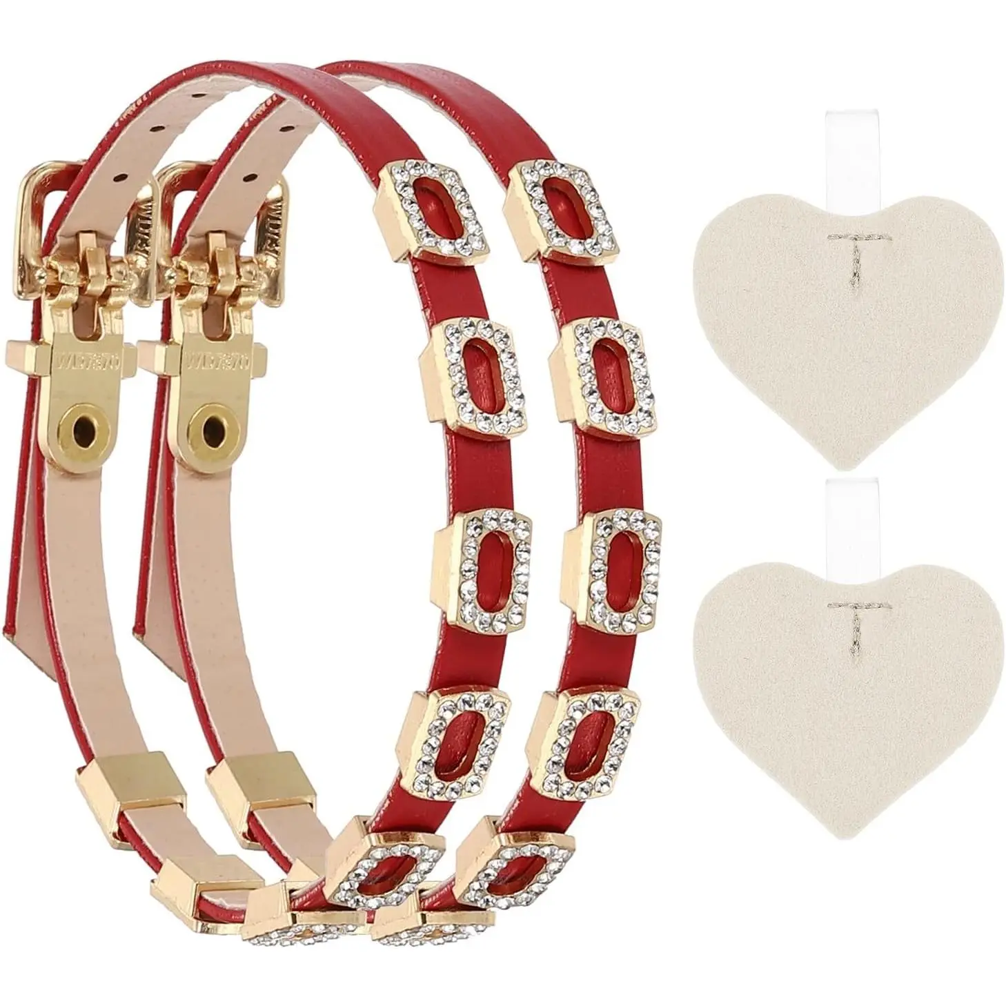 High Heels Shoe Straps, PU Leather Rhinestone Detachable Ankle Strap Band for Women High Heels Loose Shoes Sandals