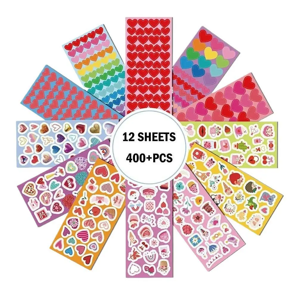 24 Cute Cartoon Heart Flower Stickers, Kids Encouragement Rewards, Waterproof Journal DIY Decorations, Fun & Creative Accessories
