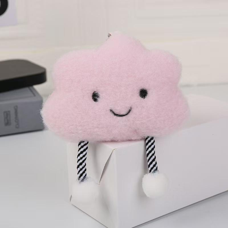 Cute And Creative Cloud Pom-Pom Cartoon Plush Toy Pendant, Smiley Face Fabric Decoration, DIY Accessory Hanging Ornament