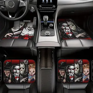 4 anime Halloween ghosts car floor mats, general non-slip car front and rear carpets, waterproof and easy-to-clean car interior accessories, Automotive Floor Mats
