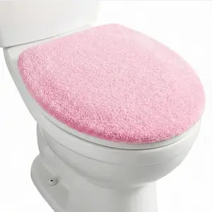 Microfiber Toilet Lid Cover, Non-Slip Soft Toilet Cover Adjustable Toilets Seat Covers Absorbent Machine Washable Covers Elastic Fits Most Round Elongated Toilets Bathroom Decor
