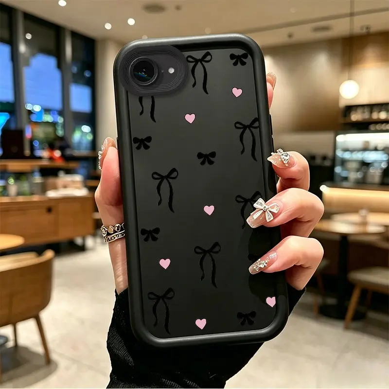 Phone case for iphone 16E 17E Enhanced Peotection Gift Shockproof Black Bows & Pink Hearts Phone Case Drop-Resistant Protection Celestial Eye Layered Phone Case BOJTN24K
