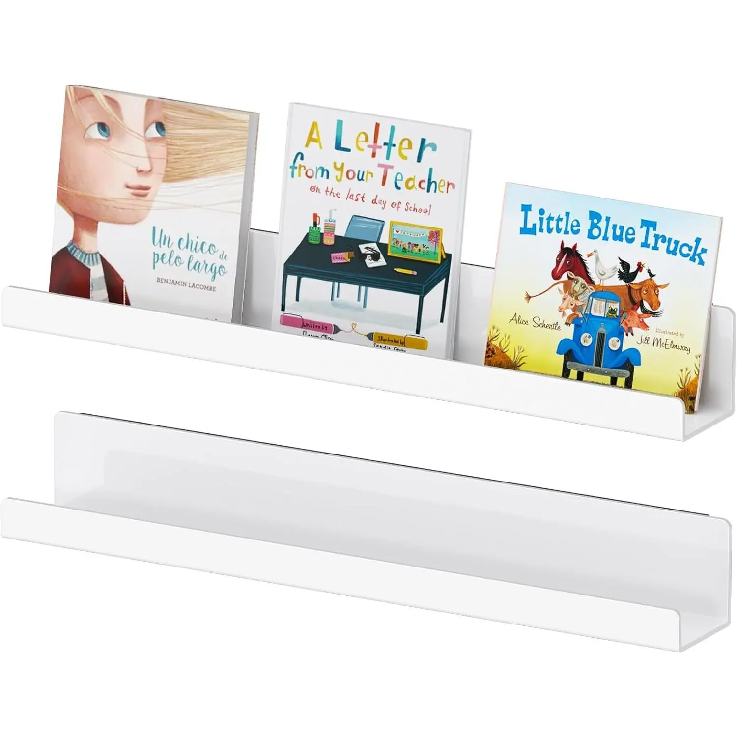 2-Tier Reusable White Acrylic Magnetic Book Shelf for Whiteboard | Strong Magnetic Book Holder for Classroom, Refrigerator, Office, Teachers & KidsGift