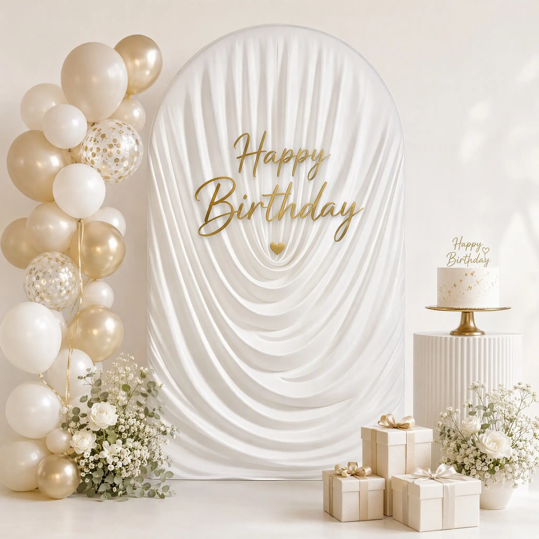 Ruched Elastic Fabric Arch Background, 6ft/6.6ft/7.2ft, Curved Arch Drapery, Birthday Party Photo Backdrop Decorations