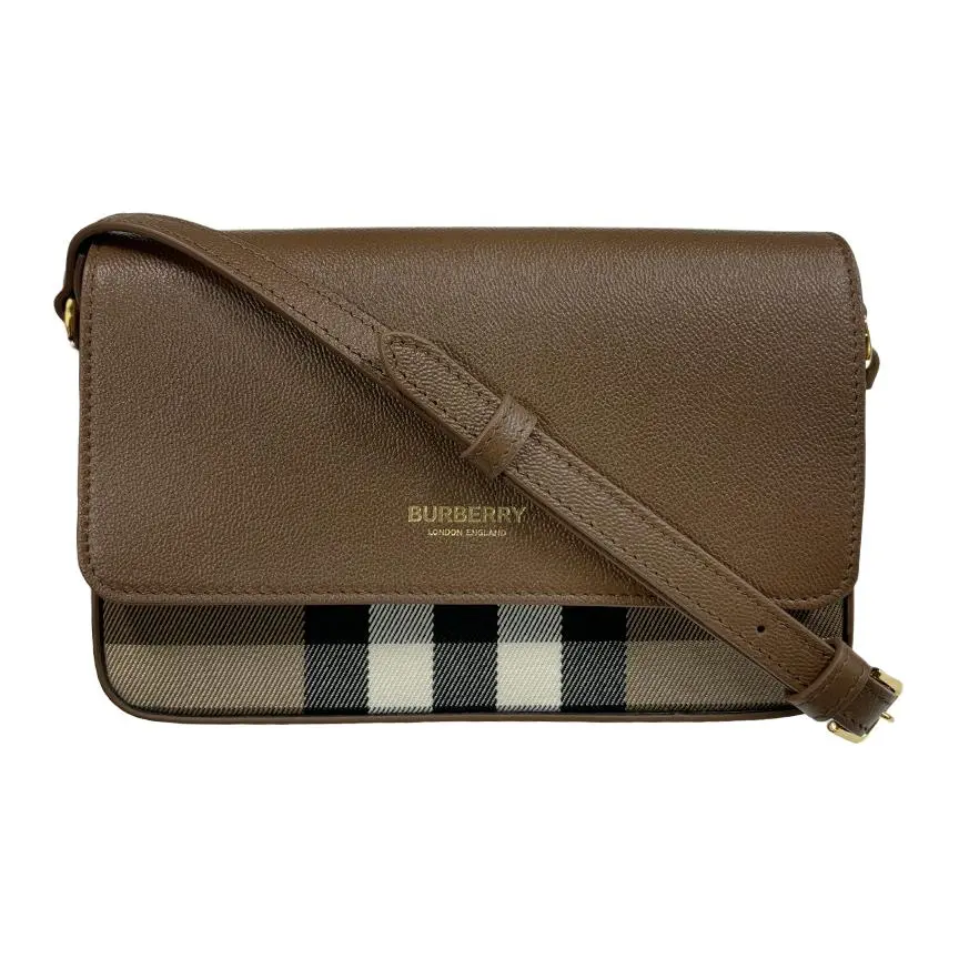 Burberry Canvas and Calfskin Crossbody Bag for Men and Women, Classic Style, Brown