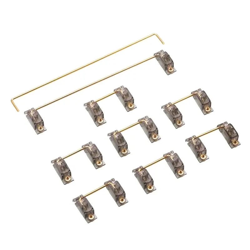 Transparent V2 PCB Mounted Mechanical Keyboard Stabilizer with Gold Plated Steel Wire and Screw Satellite Shaft for Smooth Typing Experience
