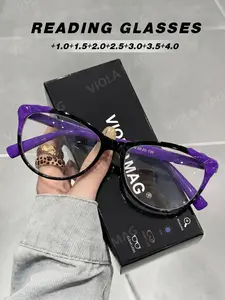 Retro cat eye reading glasses for women, spring temple with PC frame, clear vision computer glasses, Reading Eyeglasses