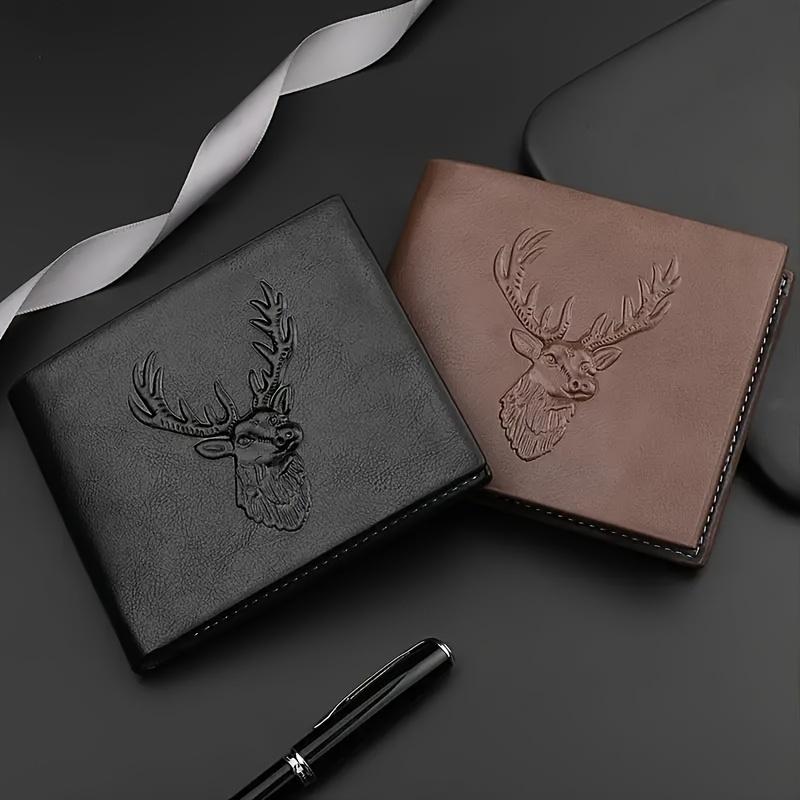 Christmas Men's Deer Head Pattern Wallet PU Leather Multi-Card Slot Men's Wallet Gift