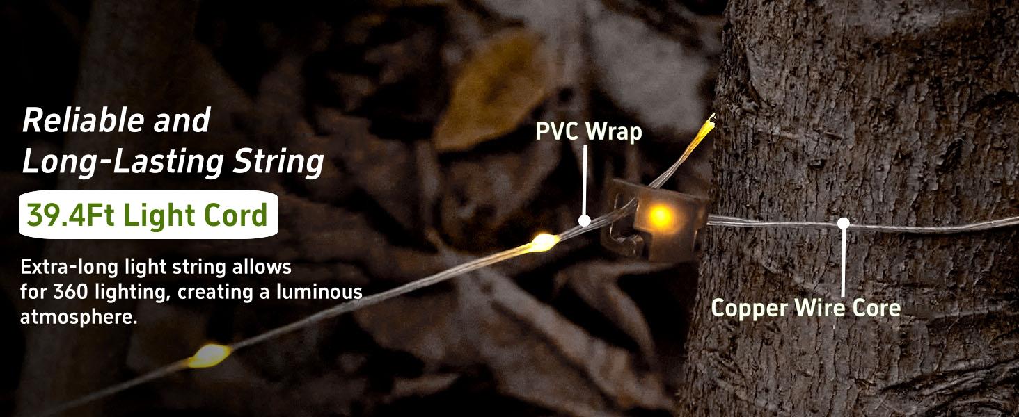 Solar  String Lights, 39.4FT Fairy String Lights 150LEDs, Portable Waterproof  Lamp with 8 Lighting Modes, Hanging Rechargeable Tent Lantern for Awning Garden Party Decor-Remote Control camping durable brightness
