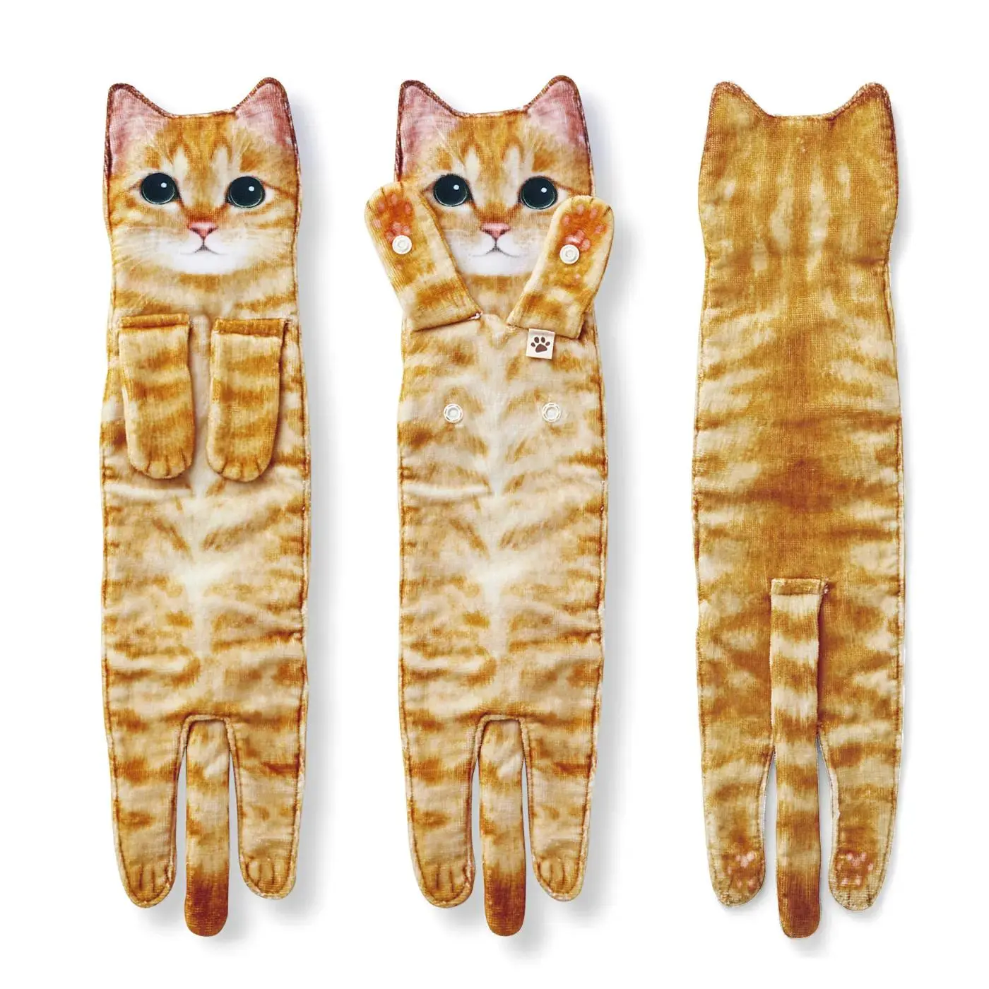 Funny Hangable Cat Hand Towel for Cat Lovers | Decorative Animals Print Soft Fabric for Kitchen & Bathroom | Absorbent Christmas & Mother's Day Gift, Snap Button, 25X6 In, Polyester Mix, Kitchen Bath, 25 X 6 Inches, Birthdays, Housewarmings, Synthetic, De