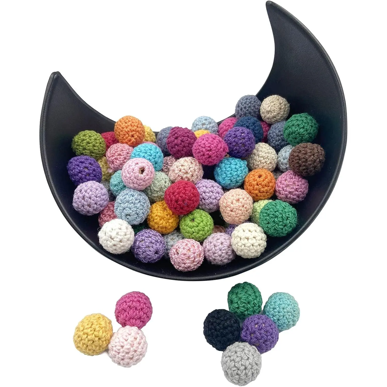 Wooden Crochet Beads 16mm 50 count  Color  Crochet Covered Beads  Knitting Ball for  Making DIY Necklace Bracelet Crafts