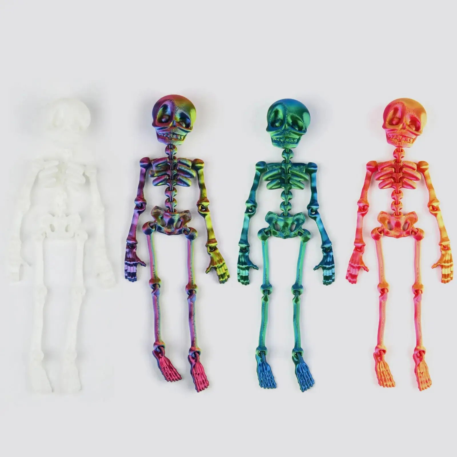 Cute Halloween Skeleton Fridge Magnets, Mini Bendable Skeleton Figurines with Movable Arms & Legs, Funny Novelty Magnetic Refrigerator Decor, Colorful Spooky Season Kitchen Accessories for Halloween Party, Home Decoration & Holiday Gifts