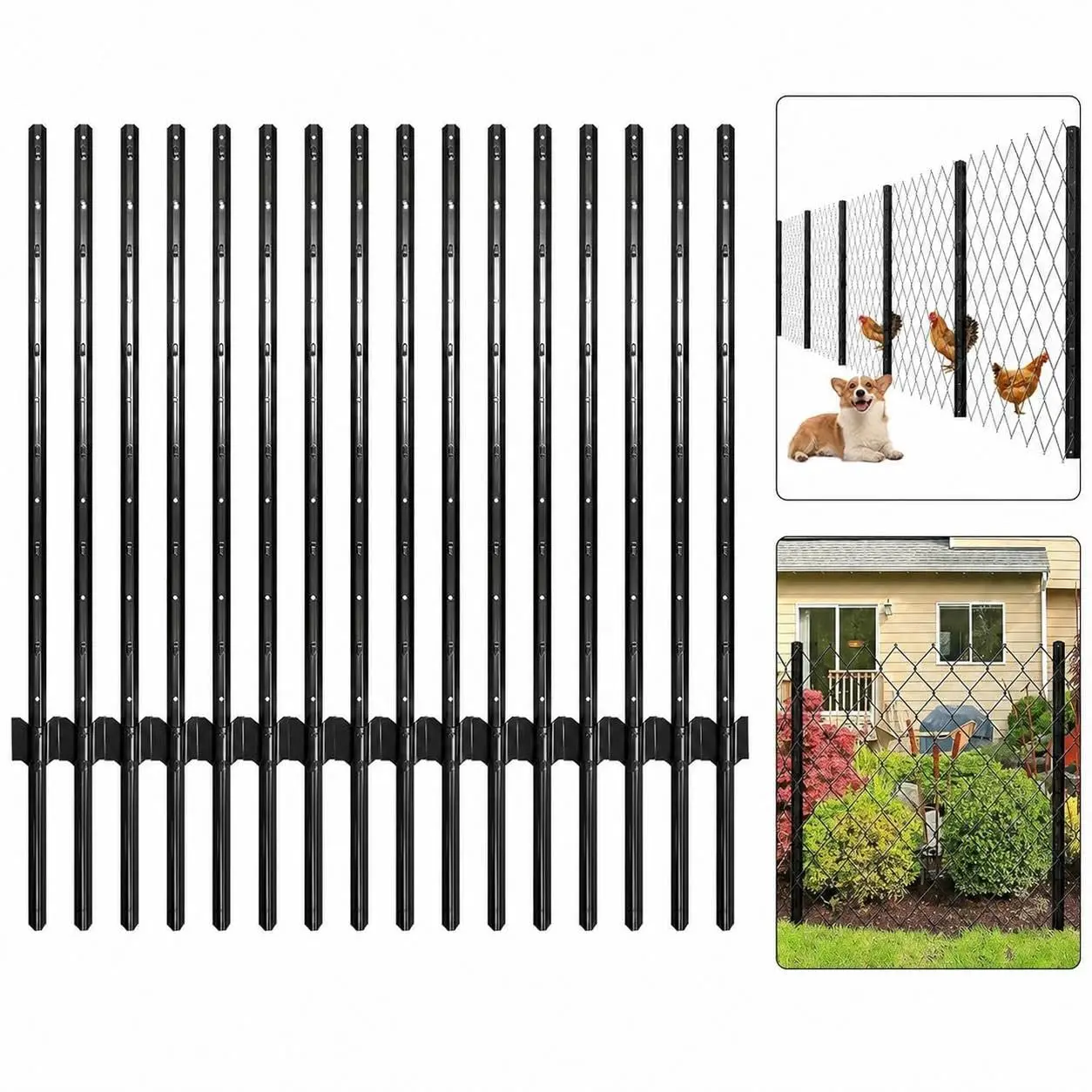 Durable Installation, Steel U-Post Fence Stake, Easy-to-Install Metal Post with Adjustable Tabs for Garden, Orchard & Farm Fencing