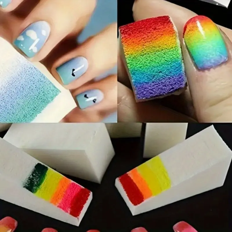 10pcs Gradient Nail Art Soft Sponge, Nail Art Tool, Makeup Sponge, Makeup Wedge Triangle Shape Sponge