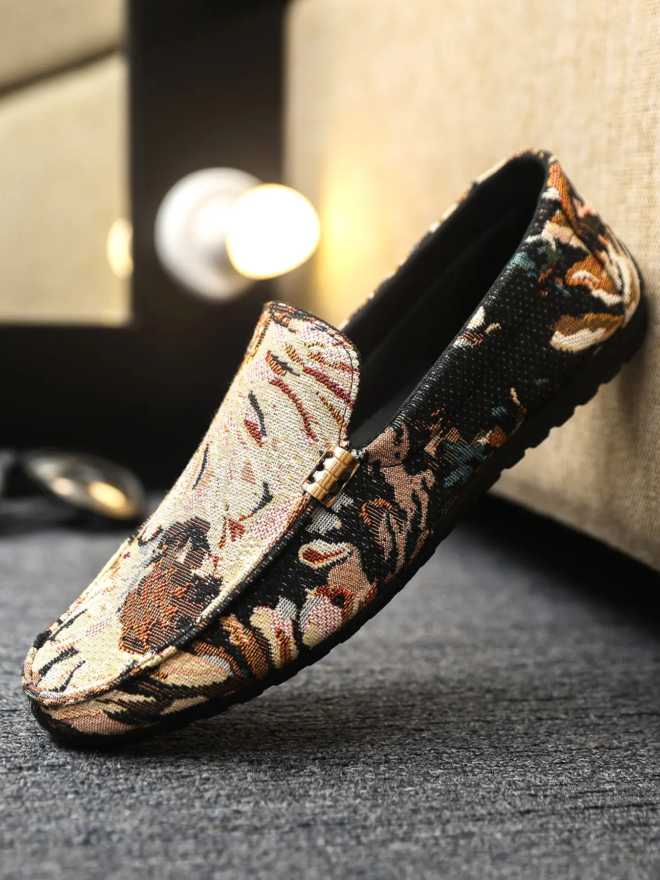 Men's Slip-On Flat Shoes, Casual Canvas Sneakers, Comfortable Lazy Man Shoes, Outdoor Sports Shoes, Printed Design, Daily Wear, Slip On Fashion, Slip On Convenience, Slip On Lightweight