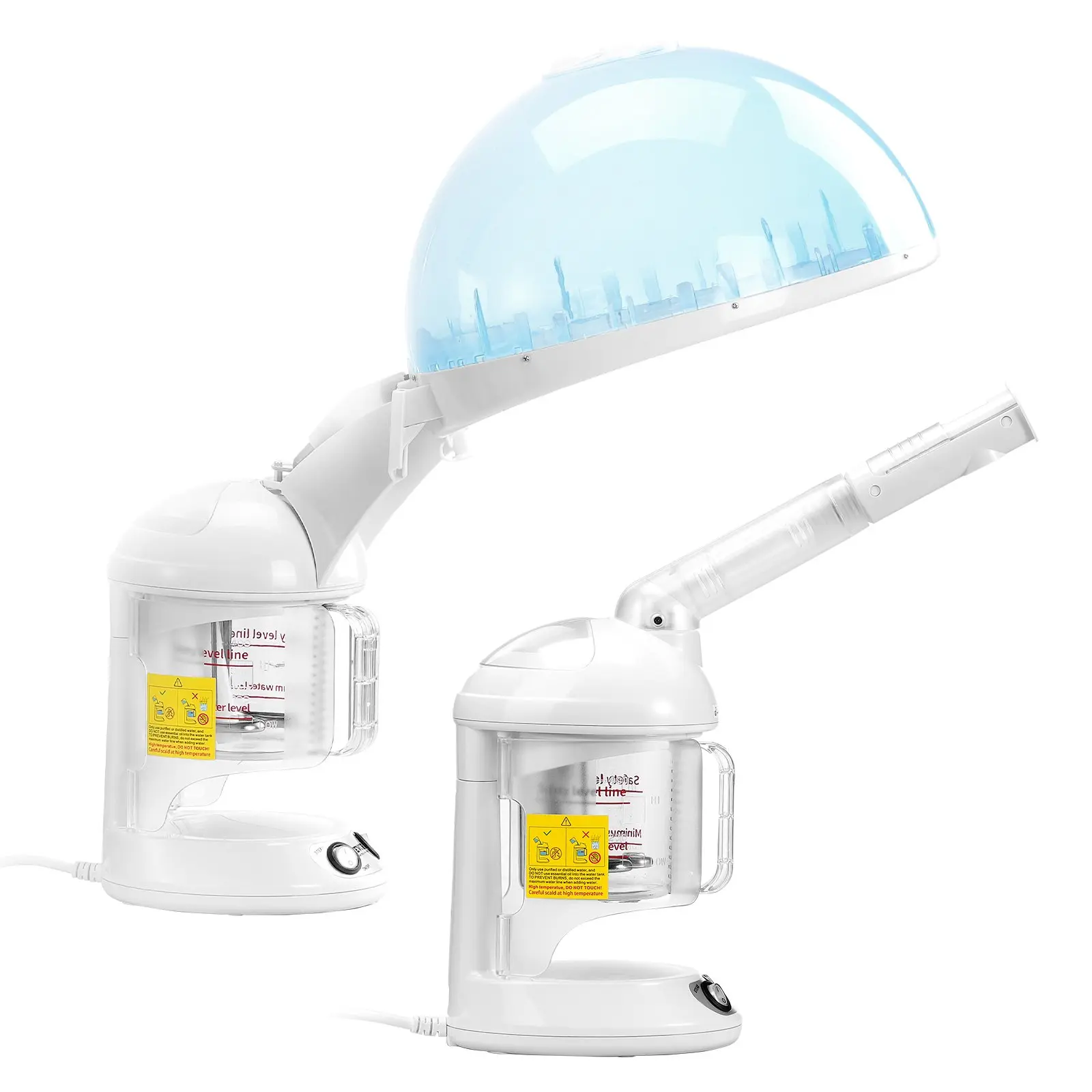VEVOR Hair Steamer, 2-in-1 Professional Hair & Facial Steamer with Detachable Bonnet Hood, Nano Ionic & UV Ozone Face Steamer with 360° Rotatable Sprayer for Salon Spa Home Beauty