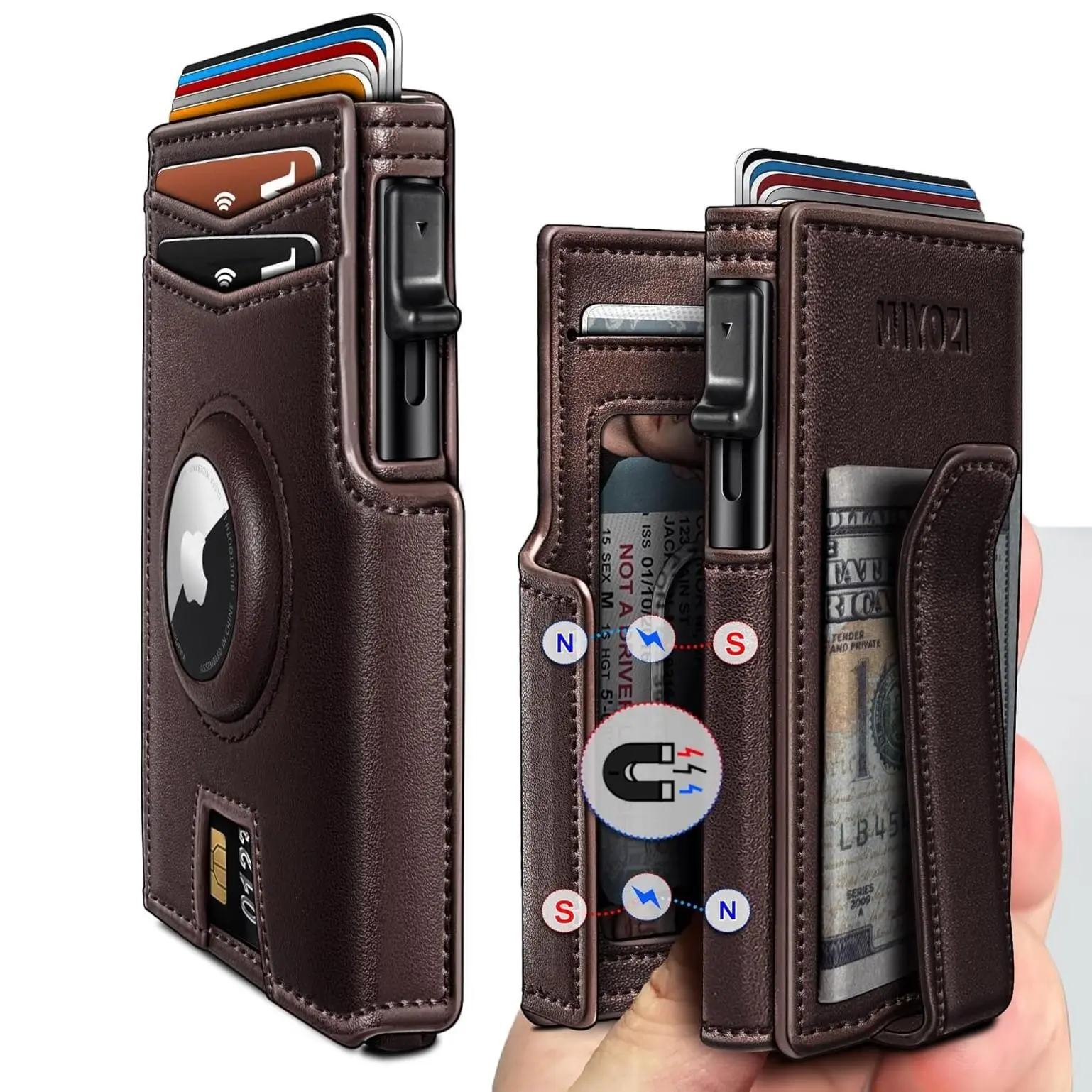 Ultra-thin bi-fold wallet - for men, featuring credit card holder, bill holder, ID card window, RFID shielding, genuine leather, black - minimalist design, ideal Father's Day gift, Leather Bifold Cardholder